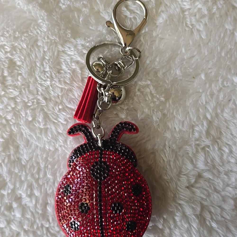 Red Rhinestone Ladybug Keychain - Picture 2 of 5